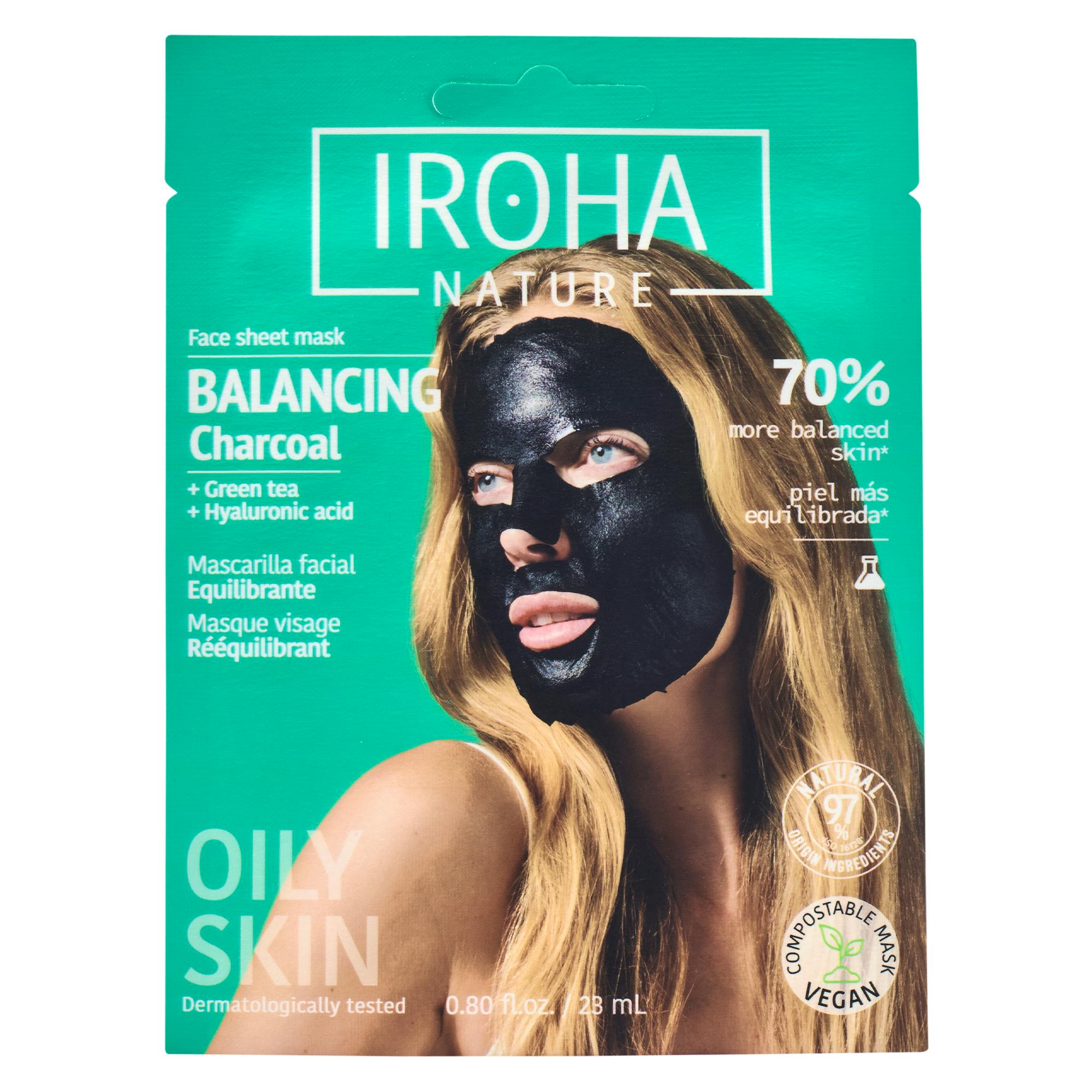 IROHA Nature Balancing Charcoal Face Sheet Mask 1 stk