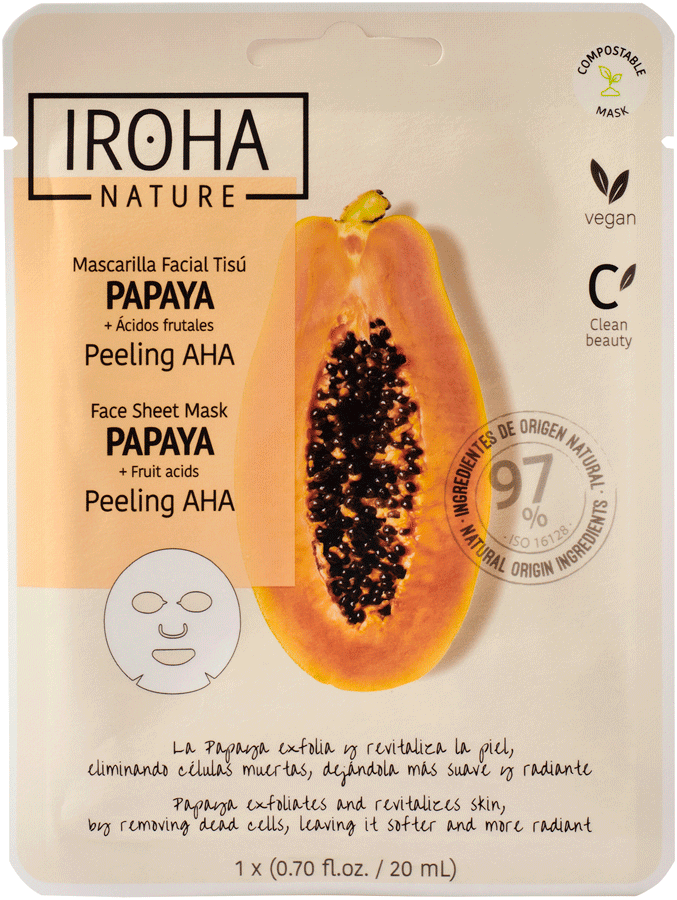 IROHA Nature Peeling AHA Papaya Face Sheet Mask 1 stk