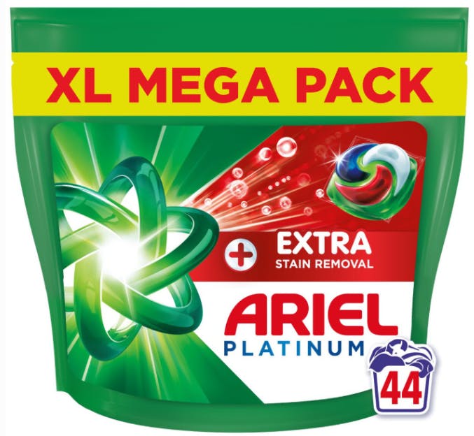 Ariel Platinum Pods + Stain Remover 44 stk
