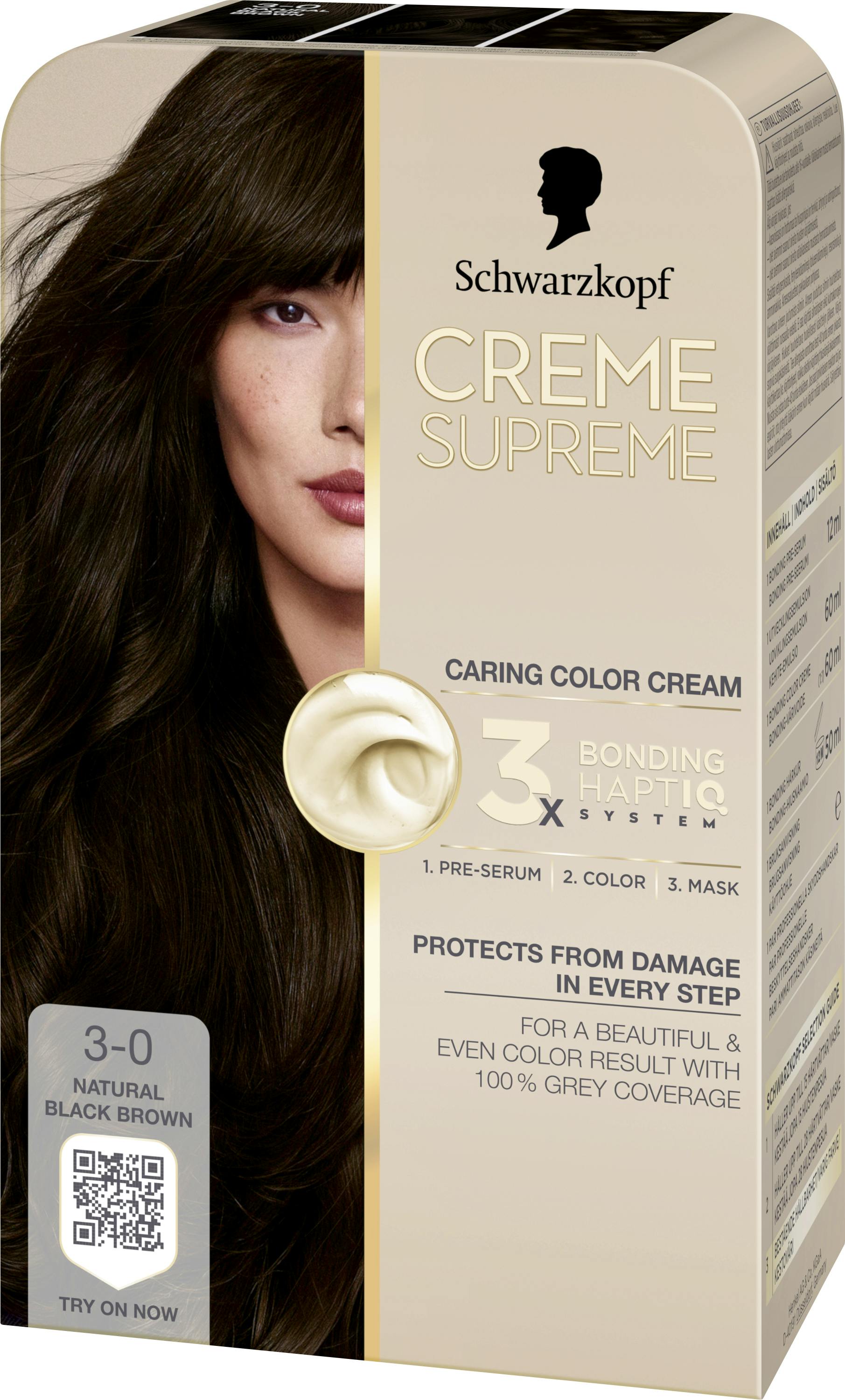 Schwarzkopf Creme Supreme 3-0 Natural Black Brown 1 st
