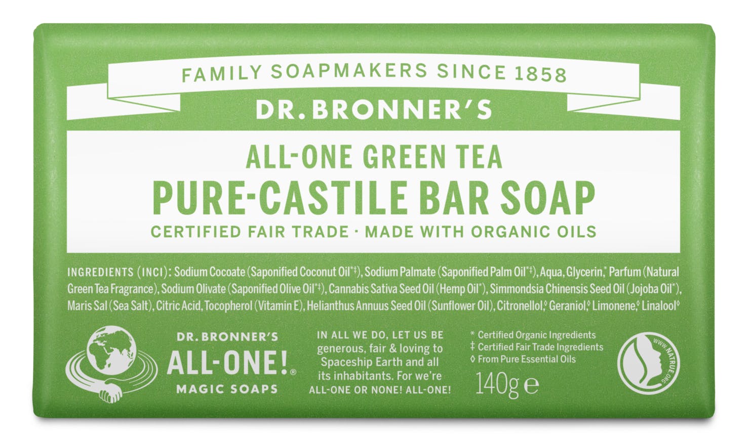 Dr. Bronner’s Bar Soap Green Tea 140 g