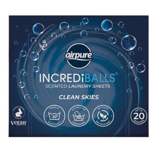 Airpure Incrediballs Scented Laundry Sheets Clean Skies 20 st