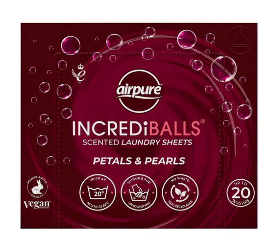 Airpure Incrediballs Scented Laundry Sheets Petals & Pearls 20 pcs