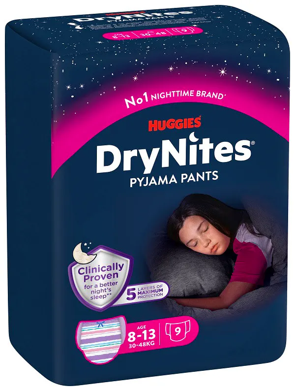 DryNites Girl Pyjama Pants 8-13 Years 9 pcs