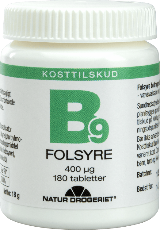 Natur Drogeriet Folsyre 400 mcg B9 180 stk