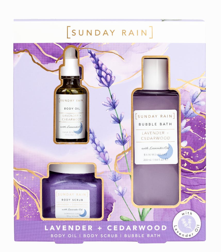 Sunday Rain Lavendar & Cedarwood Sleep Trio Gift Set 3 st