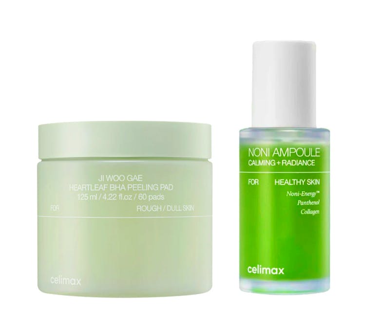 Celimax The Real Noni Energy Ampoule & Ji Woo Gae Heartleaf BHA Peeling Pad Set 30 ml + 60 stk