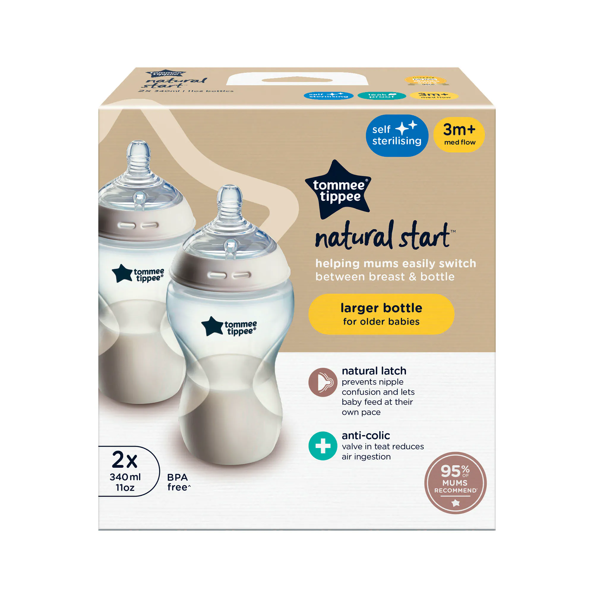 Tommee Tippee Natural Start Baby Bottle 340 ml + 350 ml