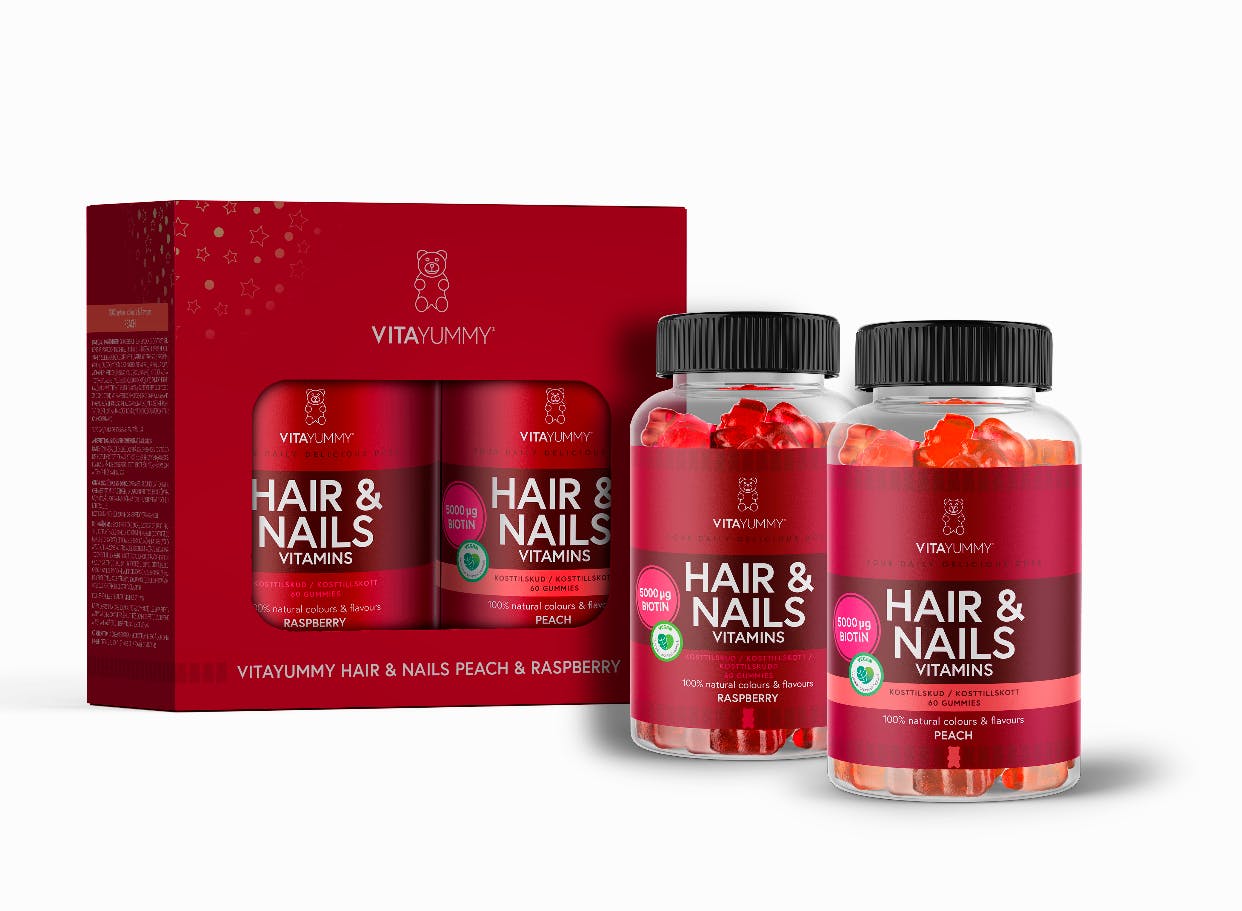 VitaYummy Hair & Nails Raspberry & Peach Gift Box 60 pcs + 60 stk