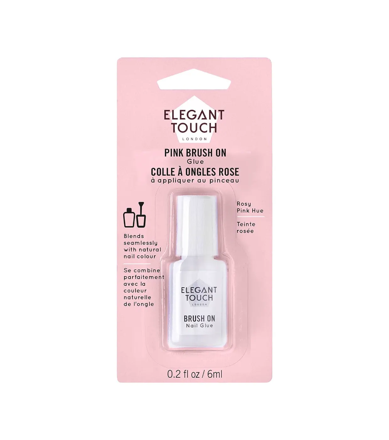 Elegant Touch Pink Brush On Nail Glue 1 stk
