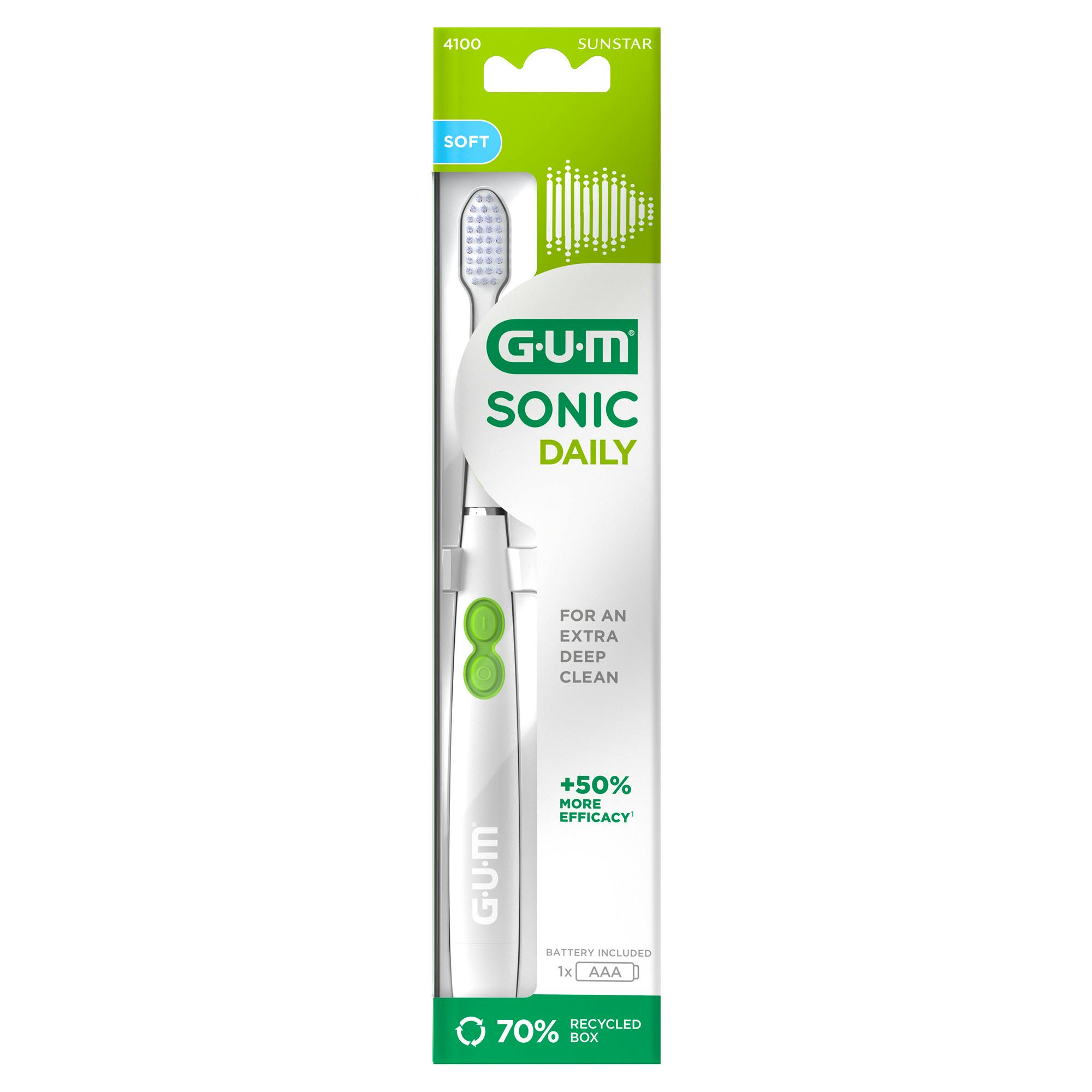 GUM Sonic Daily Battery Toothbrush White Soft 1 st