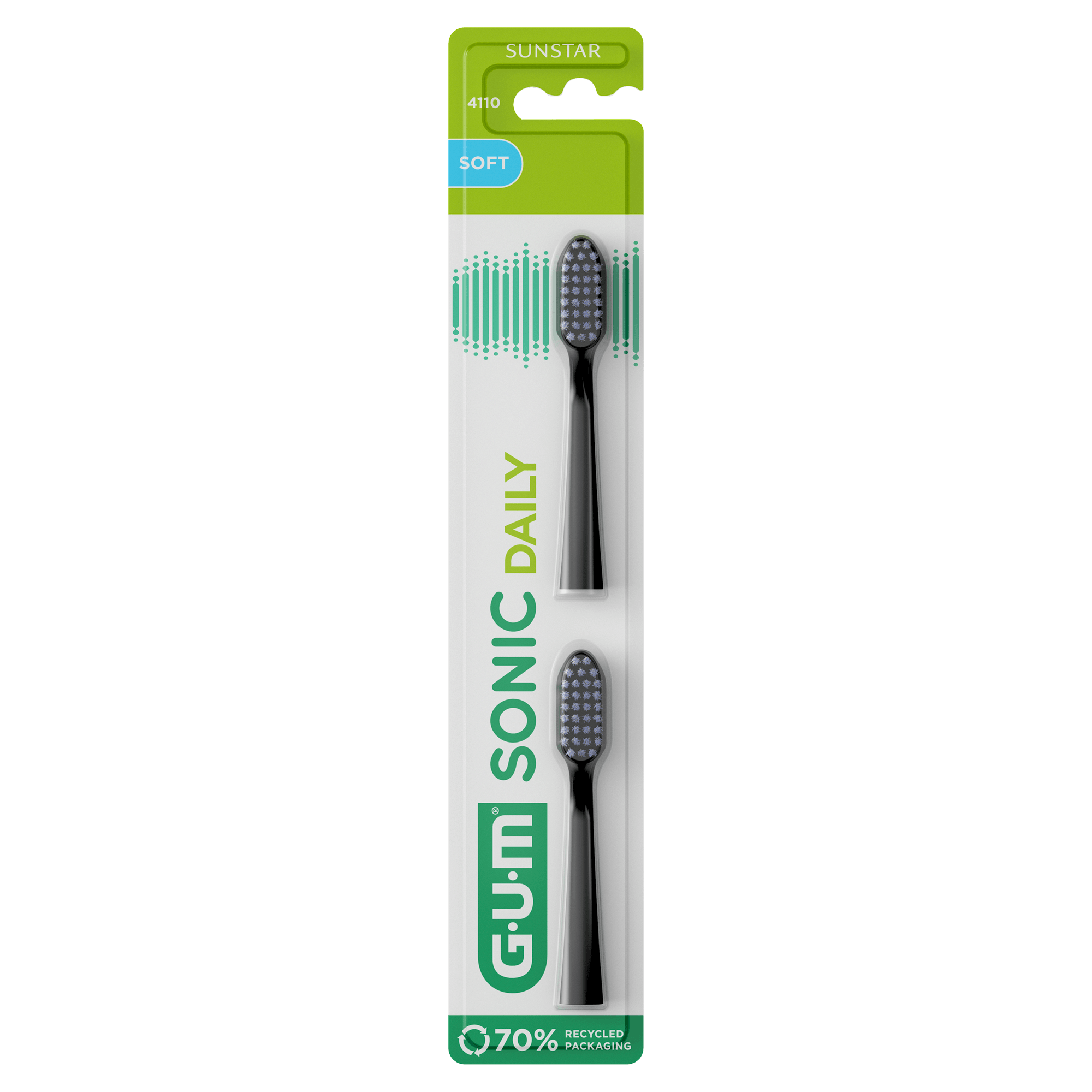 GUM Sonic Daily Brush Heads Black 2 st