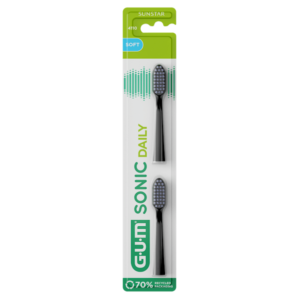 GUM Sonic Daily Brush Heads Black 2 stk