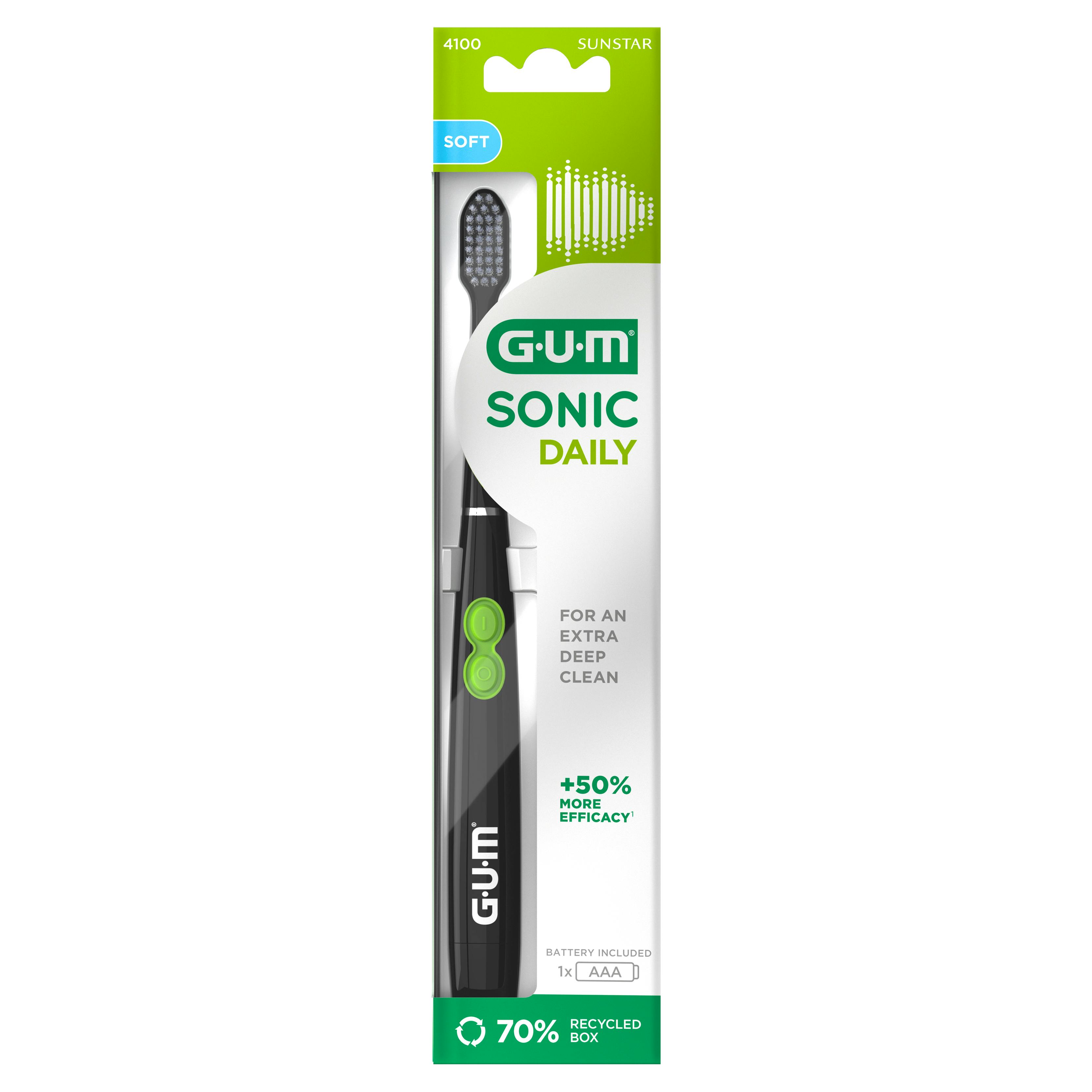 GUM Sonic Daily Battery Toothbrush Black Soft 1 st