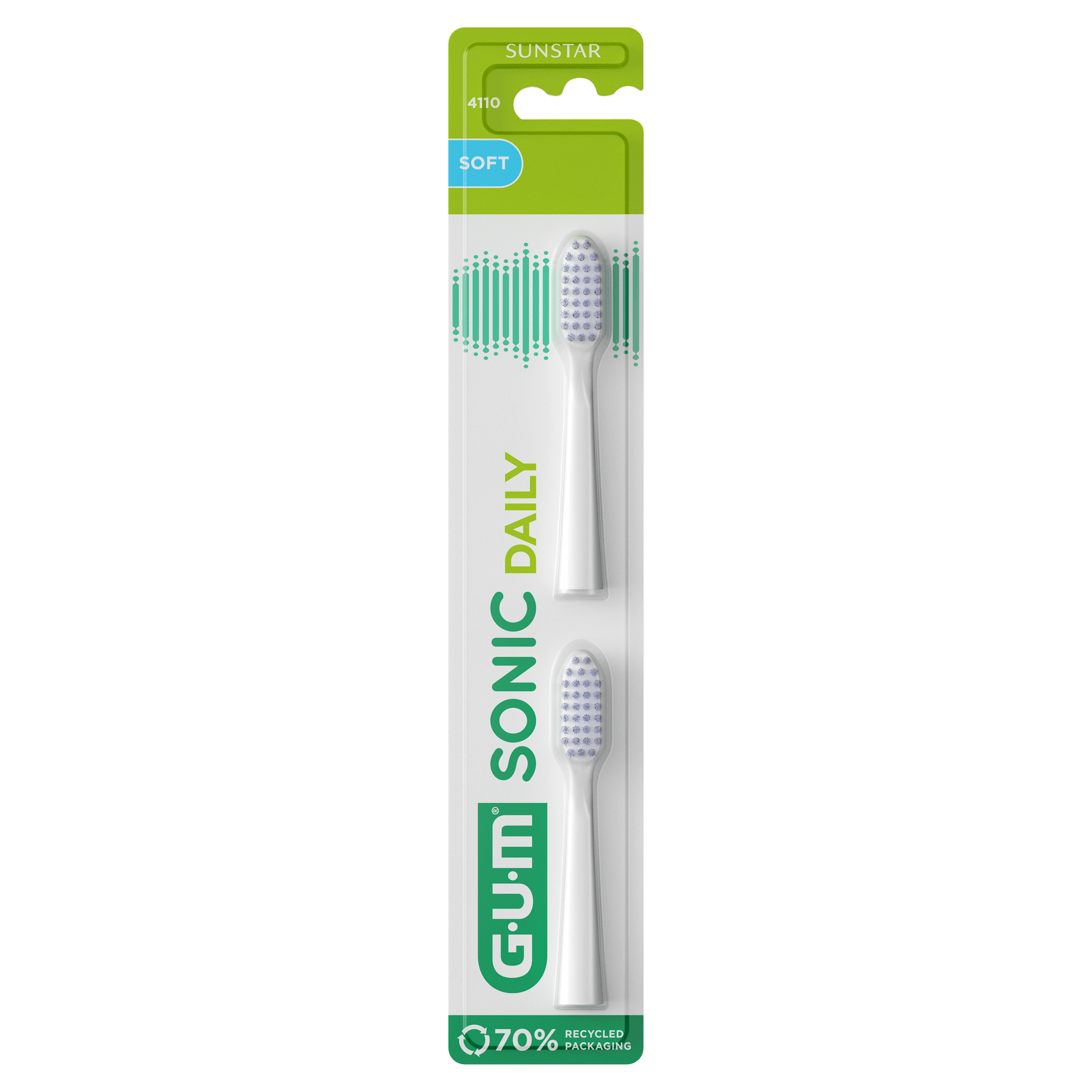GUM Sonic Daily Brush Heads White 2 st