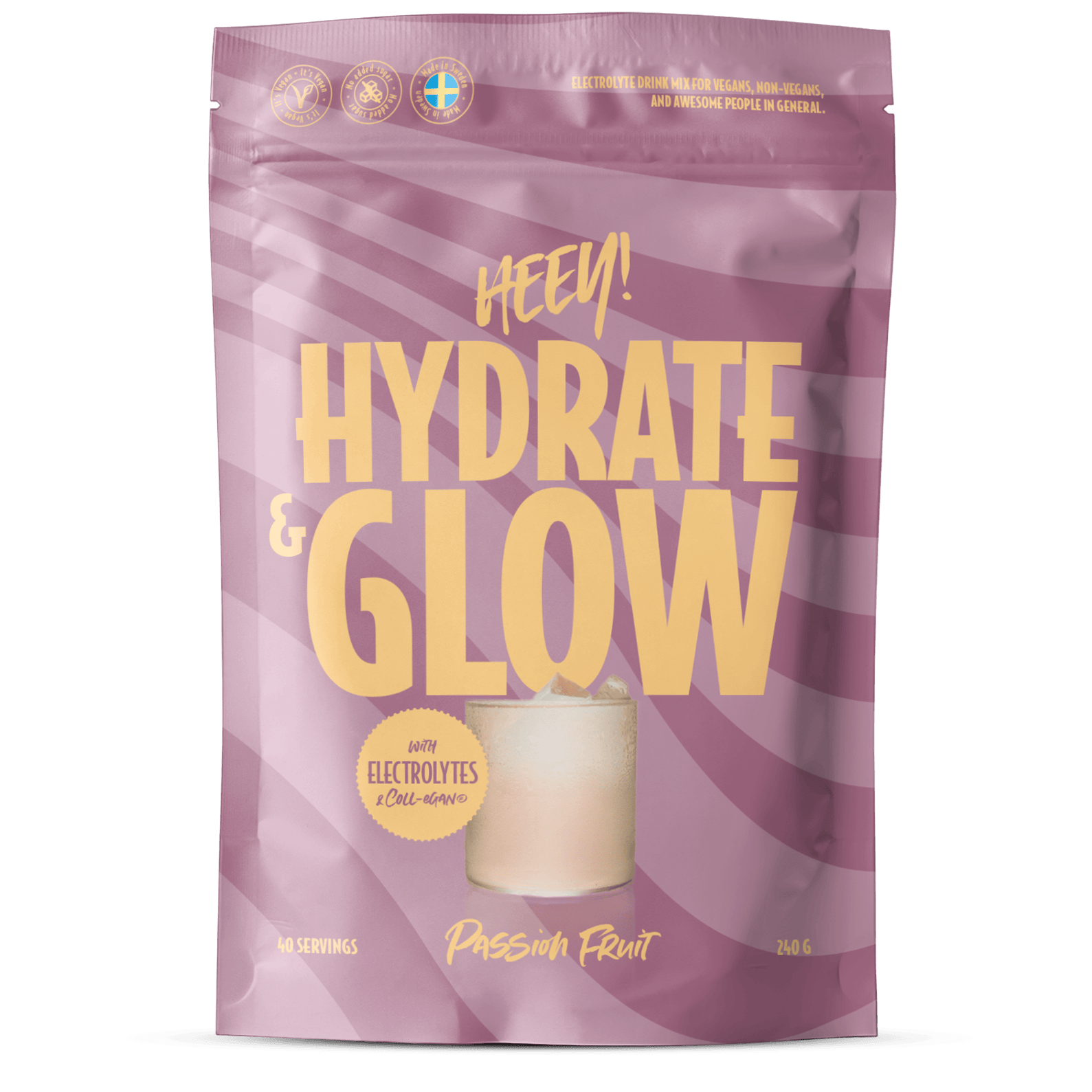 Heey! Hydrate & Glow Electrolytes + Coll-egan® Passionfruit 240 g