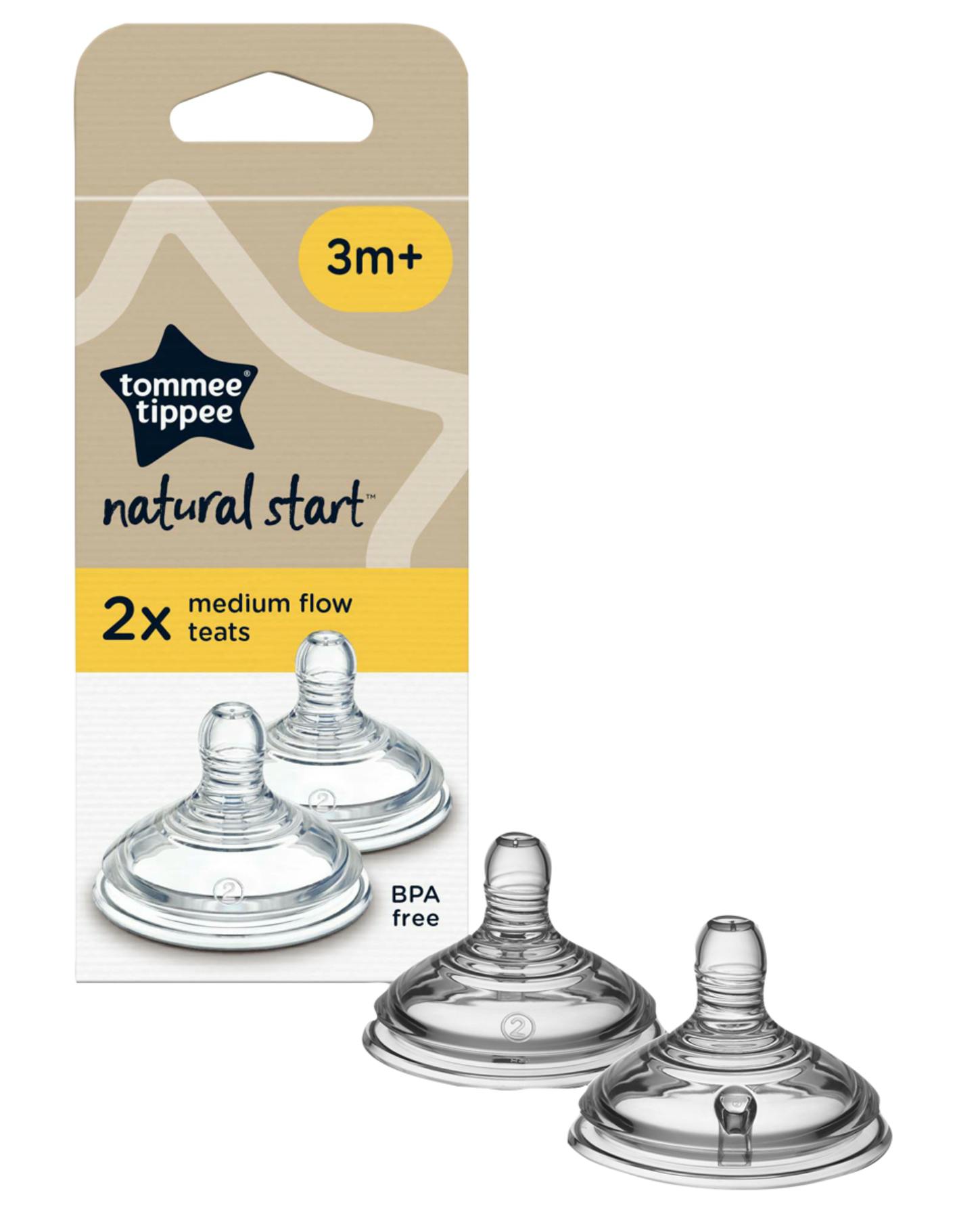 Tommee Tippee Natural Start Medium Flow Teats 3m+ 2 stk