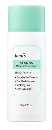 Klairs All-day Airy Mineral Sunscreen SPF 50+PA++++ 60 g