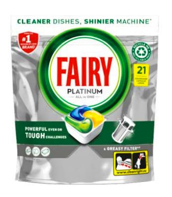 Fairy Platinum All In One Dishwasher Tablets Lemon 21 stk
