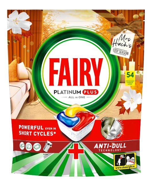 Fairy All In One Dishwasher Tablet Platinum Plus Lemon Cosy Season 54 stk
