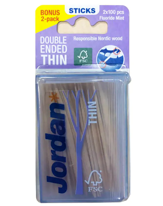 Jordan Wood Dental Sticks Thin Duo 200 pcs
