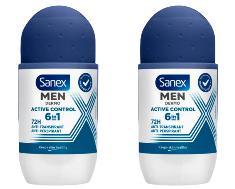 Sanex Active Control Deodorant Roll On Men 2 x 50 ml