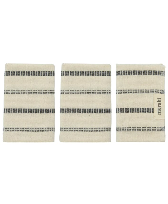 Meraki True Vaskeklud R&aring;hvid/Sort 3 stk