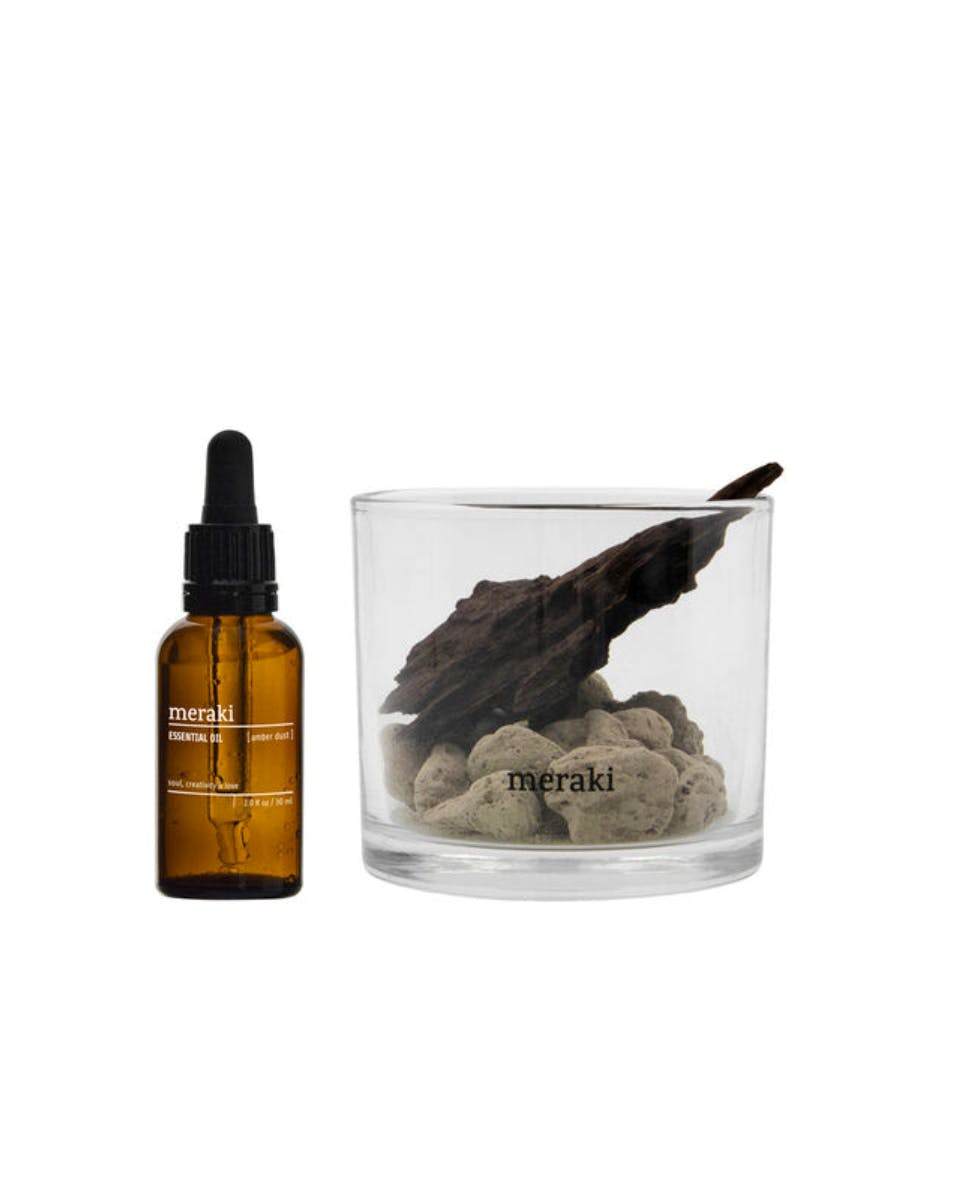 Meraki Lavastone & Wood Diffuser Amber Dust Black 30 ml + 1 st