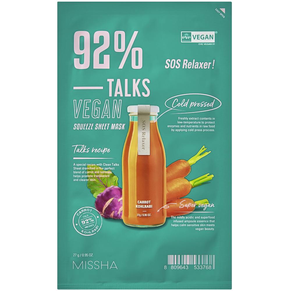 Missha Talks Vegan Squeeze Sheet Mask [Sos Relaxer] 27 g