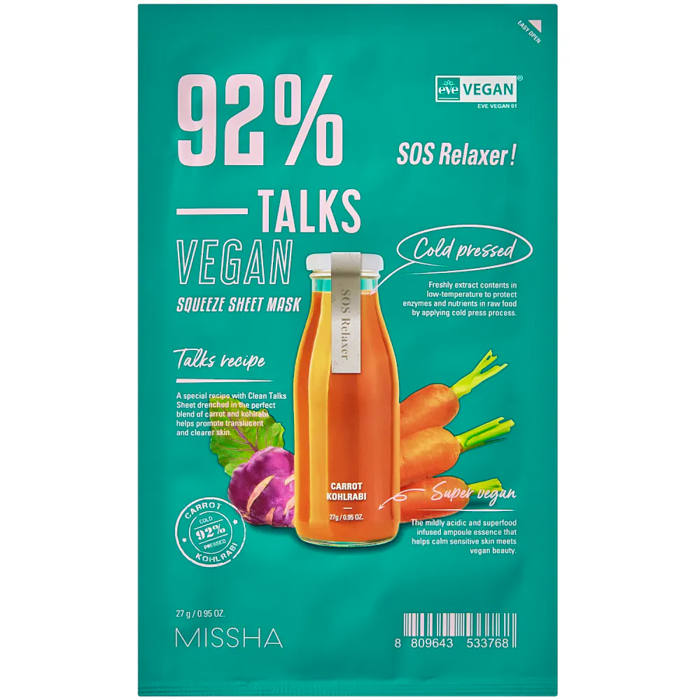Missha Talks Vegan Squeeze Sheet Mask [Sos Relaxer] 27 g