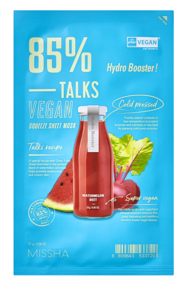 Missha Talks Vegan Squeeze Sheet Mask Hydro Booster 27 g