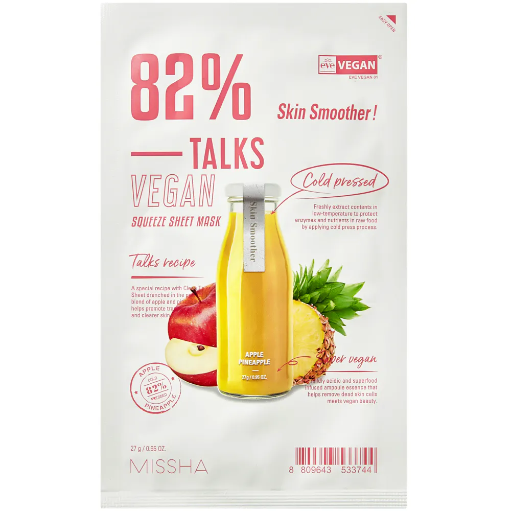 Missha Talks Vegan Squeeze Sheet Mask Skin Smoother 27 g