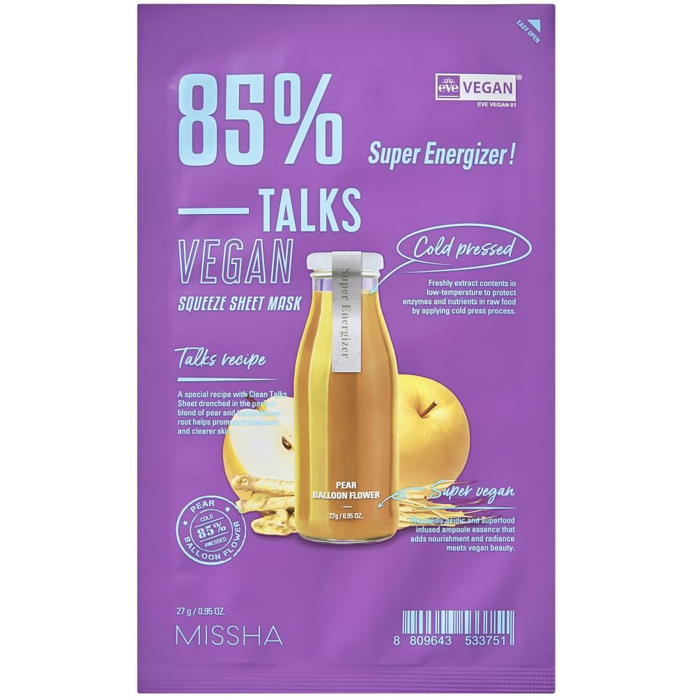 Missha Talks Vegan Squeeze Sheet Mask Super Energizer 27 g