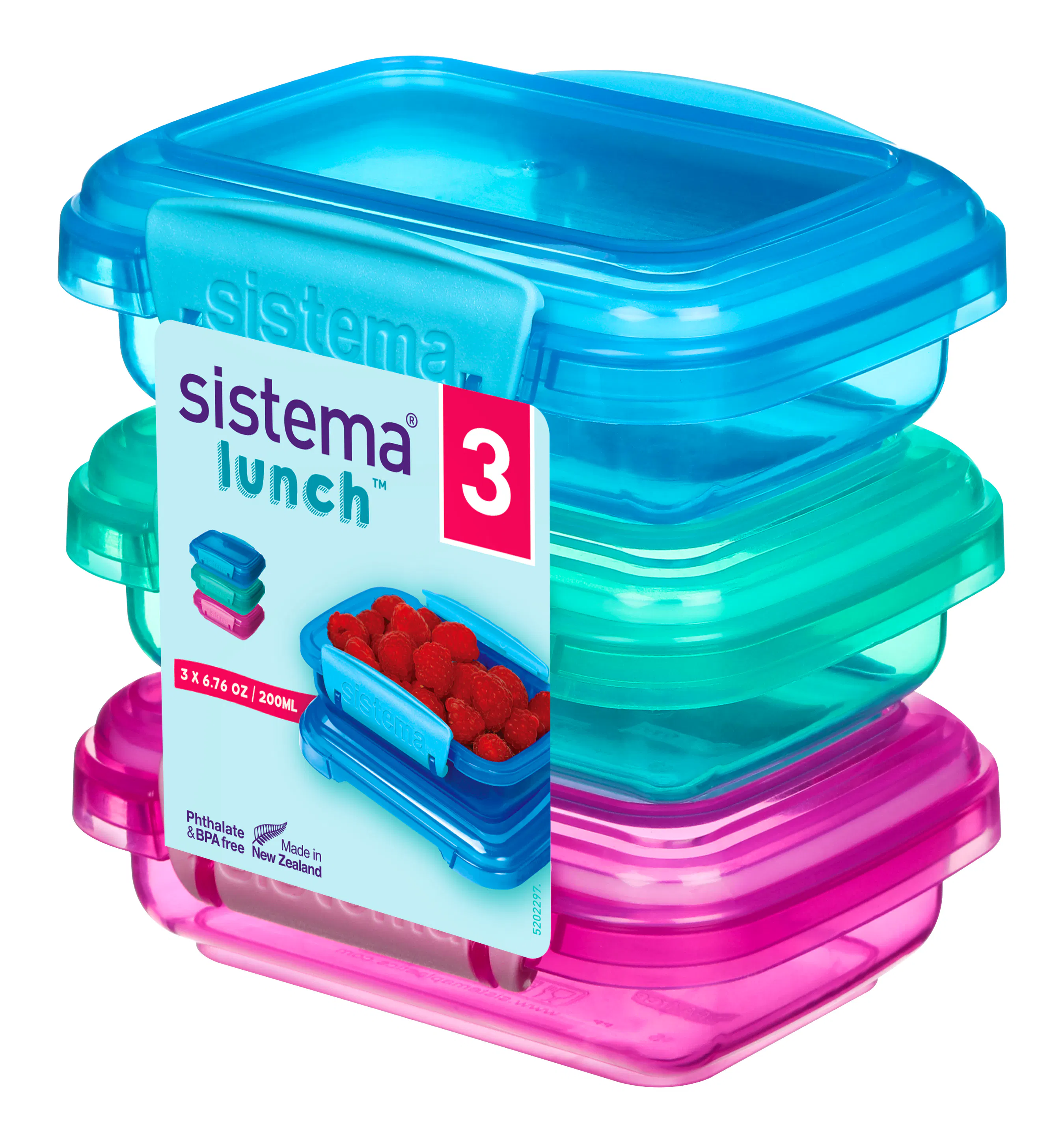 Sistema Lunch Pack Coloured 200 ml + 200 ml + 200 ml