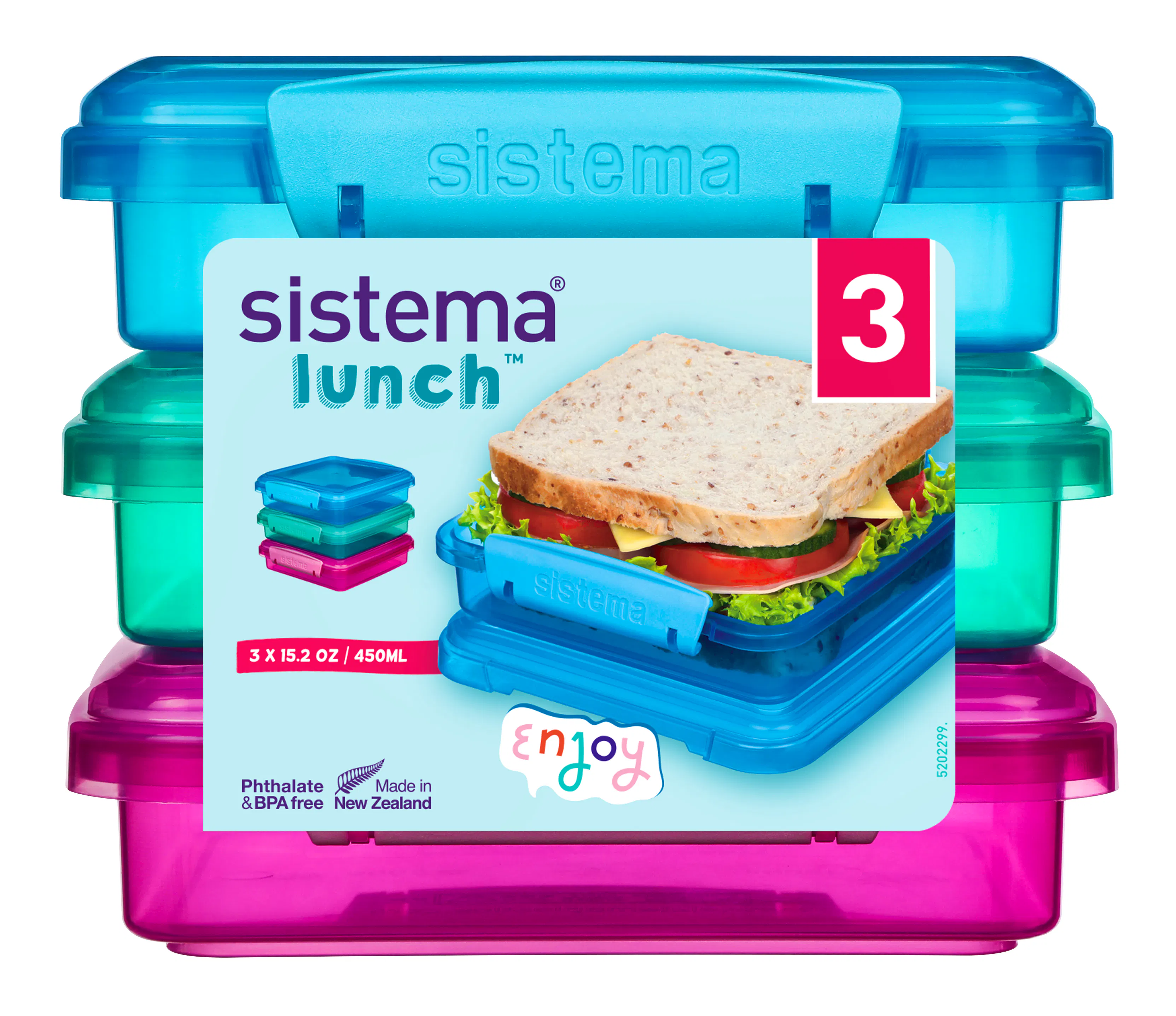 Sistema Sandwich Box Coloured 450 ml + 450 ml + 450 ml