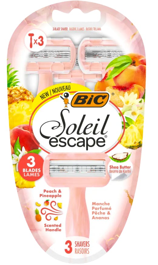 Bic Soleil Escape Disposable Razors Peach & Pineapple 3 kpl