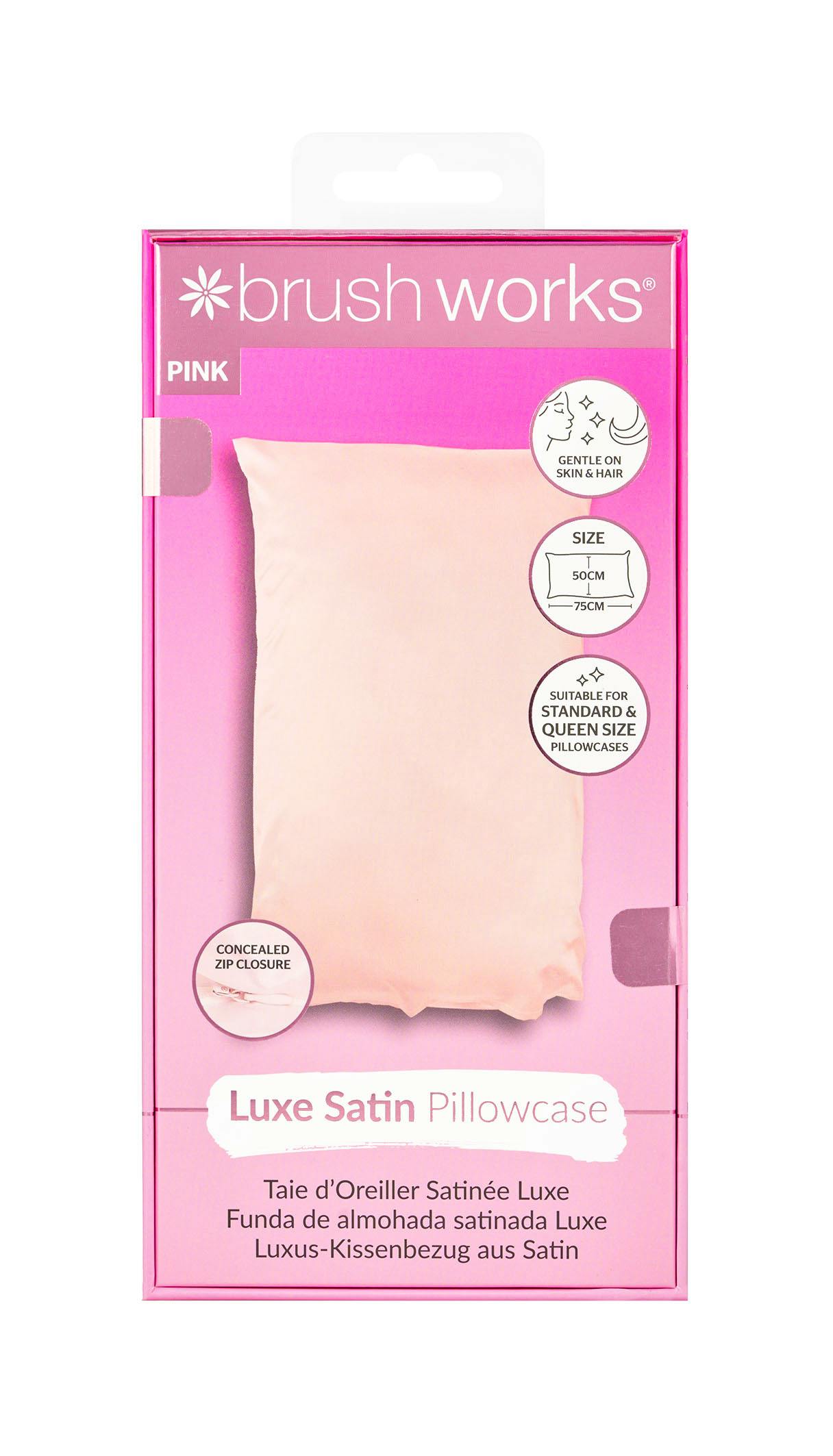 brushworks Luxe Satin Pillowcas Pink 1 stk