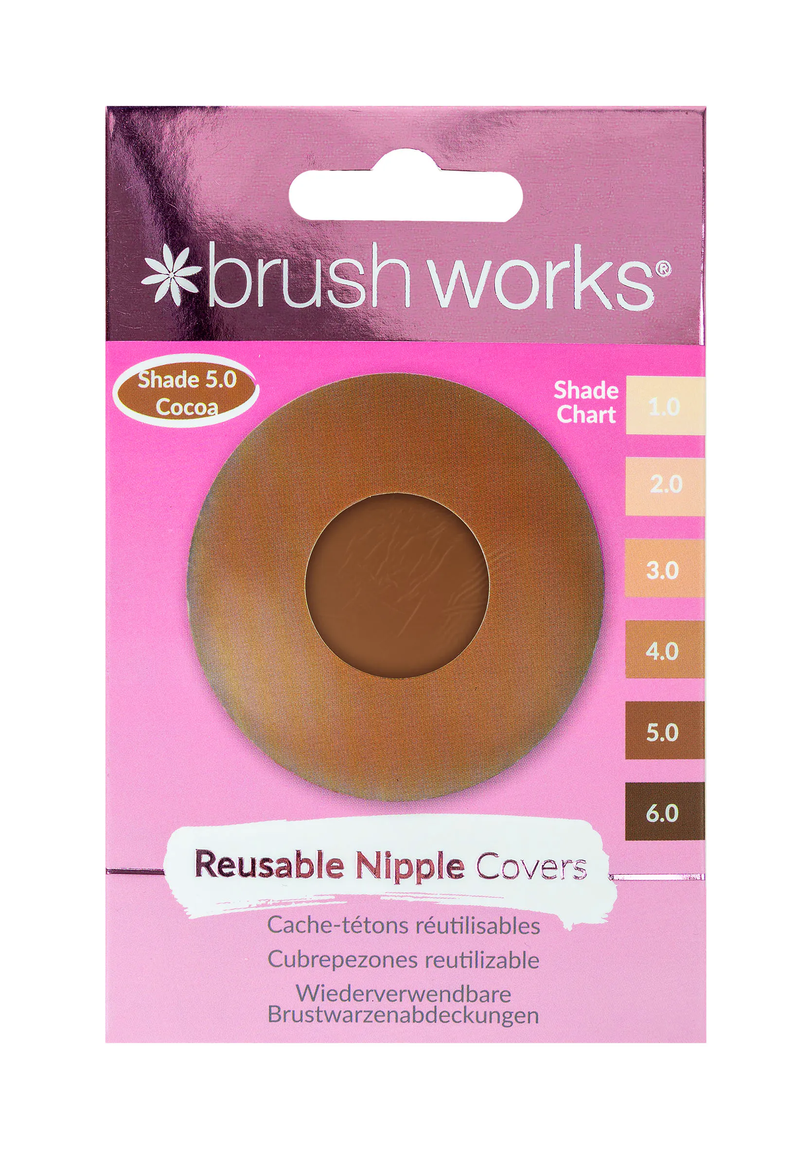brushworks Silicone Nipple Covers Shade 5.0 Cocoa 2 pcs