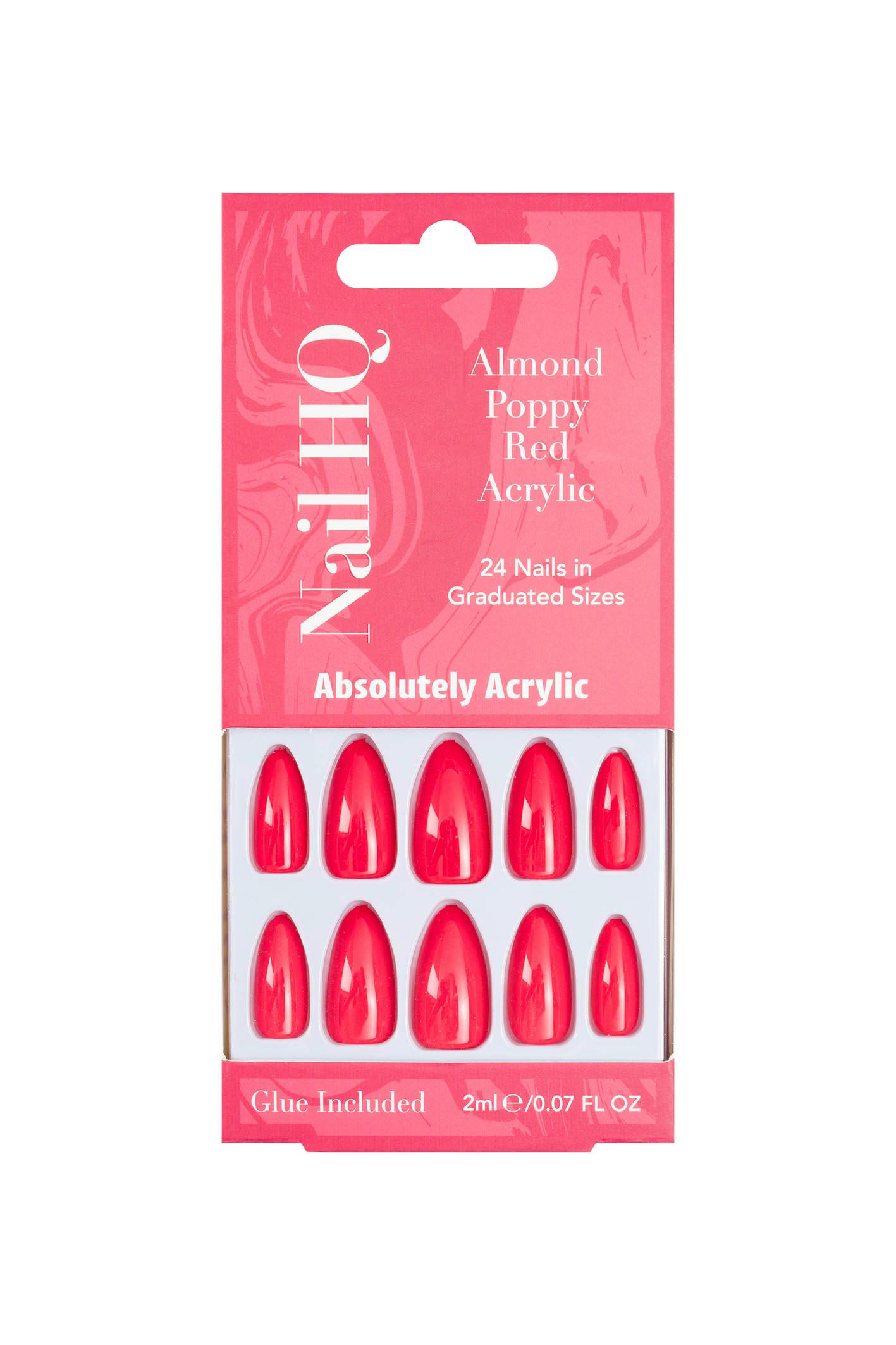 Nail HQ Almond Poppy Red Acrylic Nails 24 st