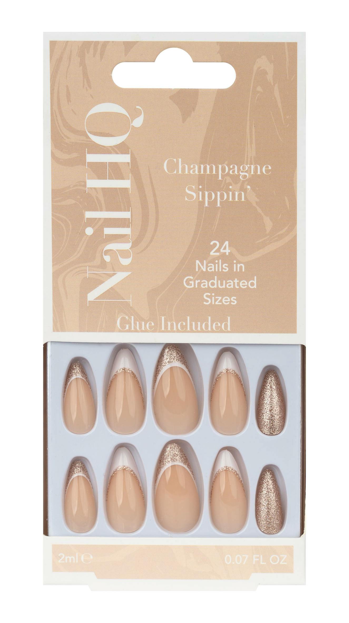 Nail HQ Champagne Sippin' Almond Nails 24 pcs