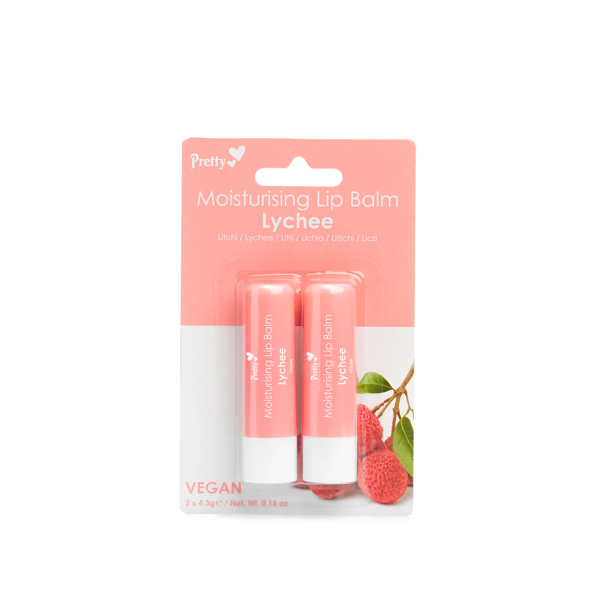 Pretty Moisturising Lip Balm Lychee 4.3 g + 4.3 g