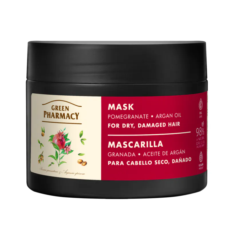 Green Pharmacy Pomegranate & Argan Oil Mask For Dry Damaged Hair 300 ml