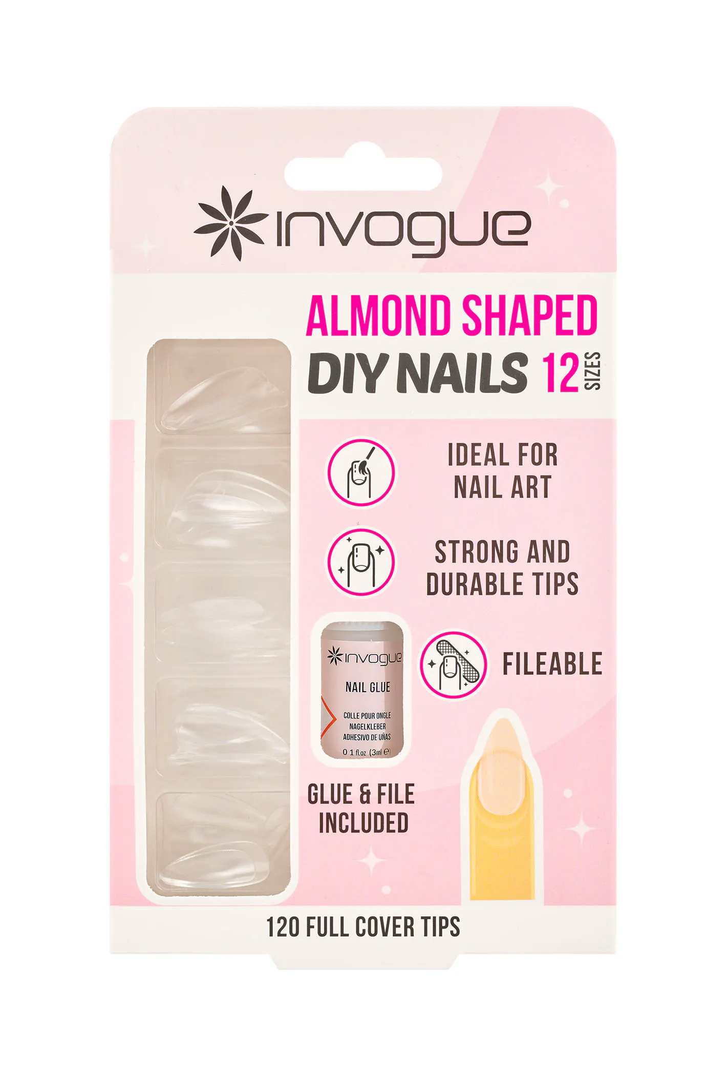 Invogue Full Cover Almond Nails 120 pcs