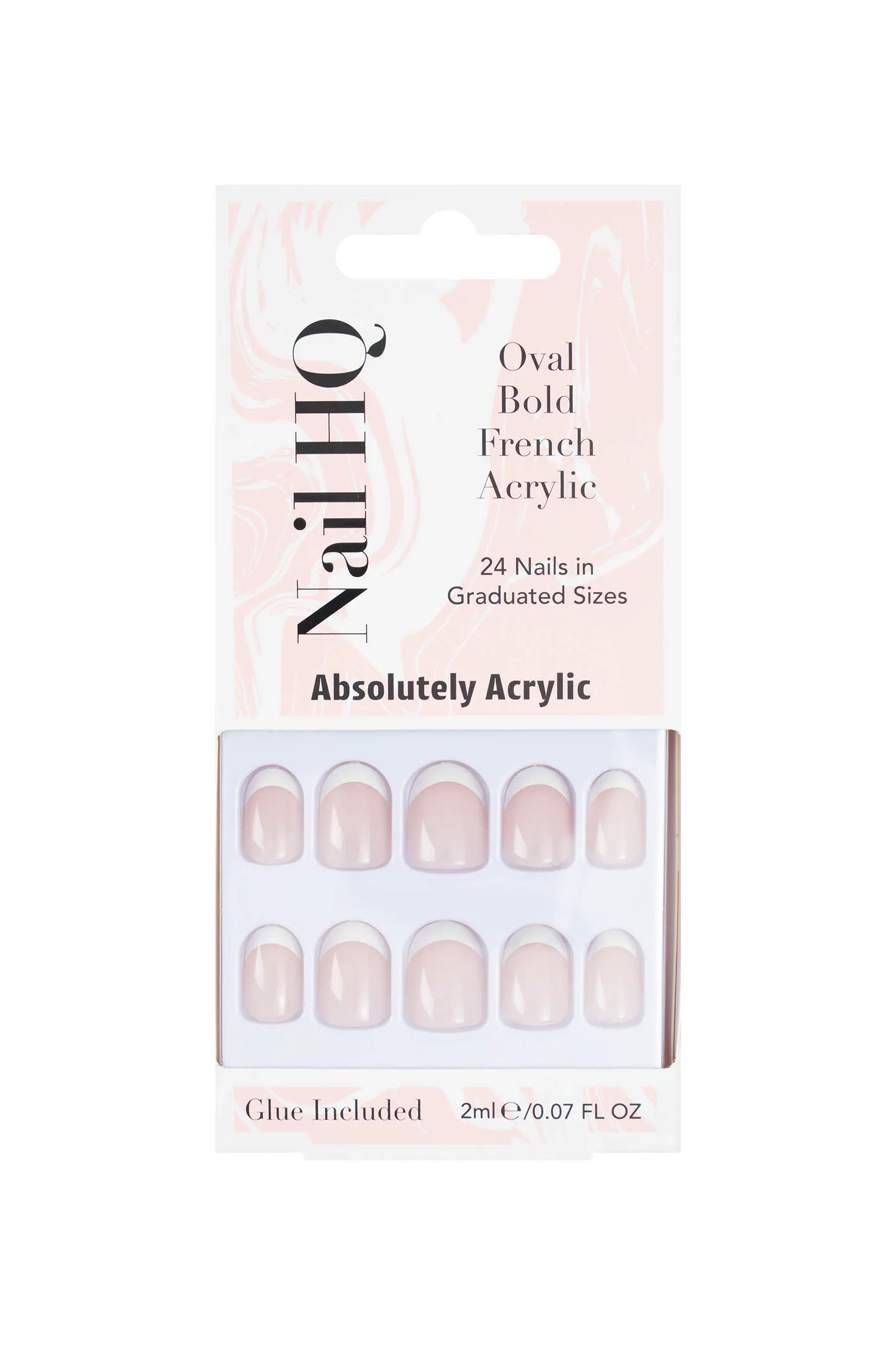 Nail HQ Oval Bold French Acrylic Nails 24 pcs