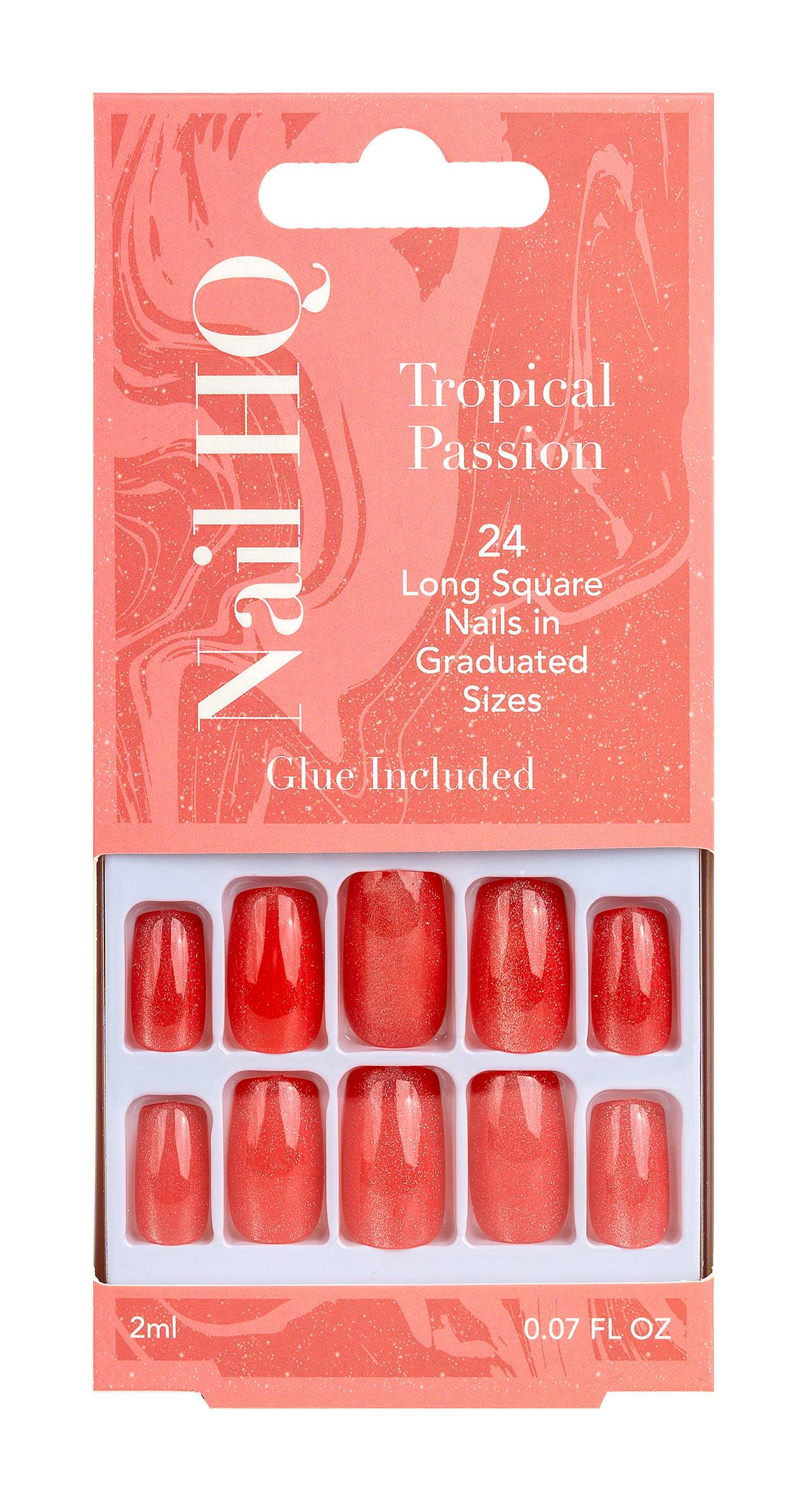 Nail HQ Square Tropical Passion Cat Eye Nails 24 st