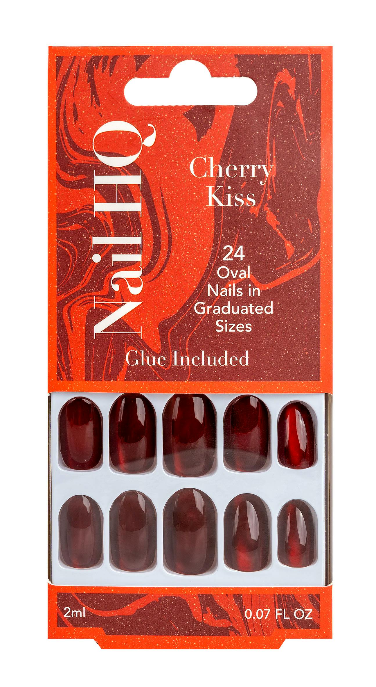 Nail HQ Oval Cherry Kiss Cat Eye Nails 24 st