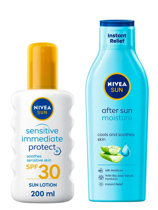 NIVEA Sensitive Soothing Spray SPF30 + Moisturising After Sun Lotion 200 ml + 200 ml