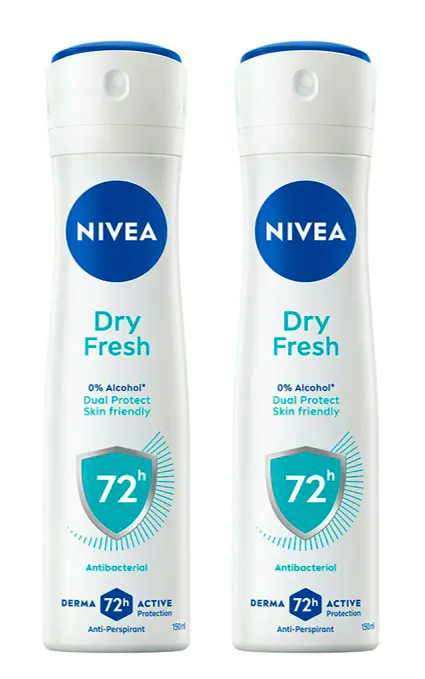 NIVEA Dry Fresh Anti Bacterial Deo Spray 150 ml + 150 ml