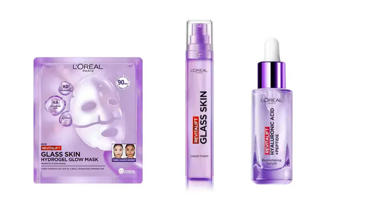 L'Oréal Paris Revitalift Filler Glass Skin Mask, Glass Skin Cream & 1,5% Hyaluronic Acid Serum 1 pcs + 50 ml + 30 ml