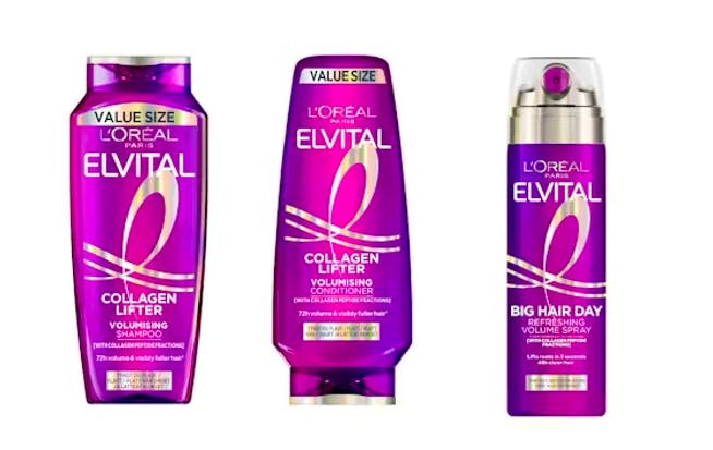 L'Oréal Paris Elvital Collagen Lifter Shampoo, Conditioner & Refreshing Volume Spray 400 ml + 400 ml + 200 ml